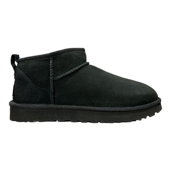 UGG Women's Classic Ultra Mini 3.5" Shaft Suede & Sheepskin Lined Boot - Black - Picture 3 of 6